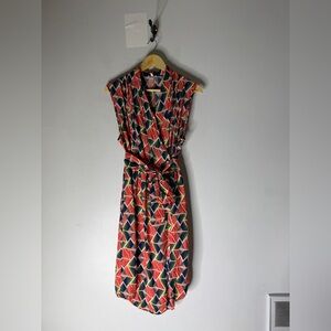 Part & Parcel Geometric Multicolor Wrap Dress 1XL